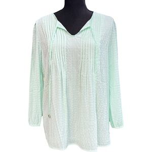 NWOT TOMMY HILFIGER PEASANT TOP *SIZE SMALL *LIGHT AQUA BLOUSE *NEW *MACY’S